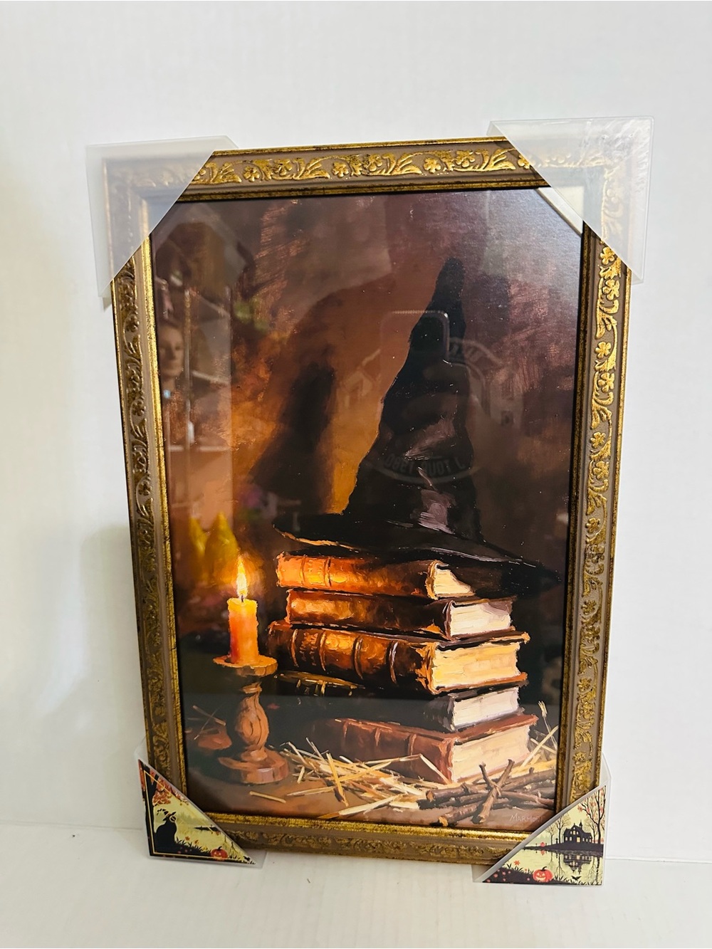 "Witch Hat on Spell Books” by Marmont Hill Halloween Framed Art Print